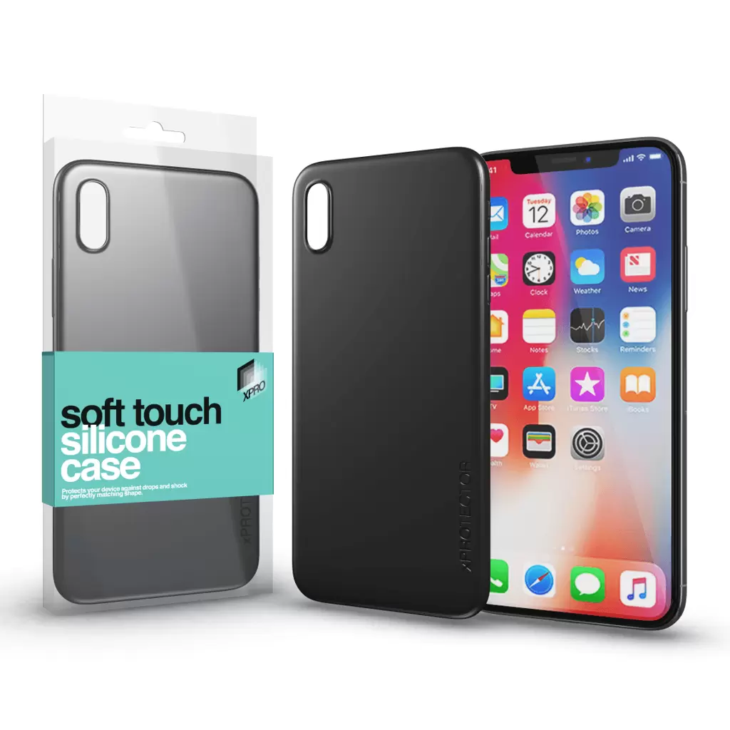 XPRO™ Soft Touch szilikon tok fekete Apple iPhone X készülékhez