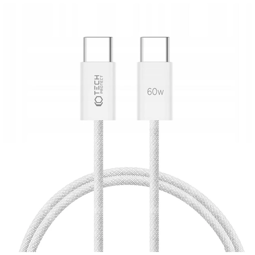 Tech-Protect Ultraboost Kábel USB-C / USB-C PD60W/3A 1m Fehér