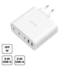 Hálózati töltő adapter gyorstöltő funkcióval 120W, Fehér