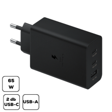 Sam hálózati trio adapter,65W PD USB-C, Fekete