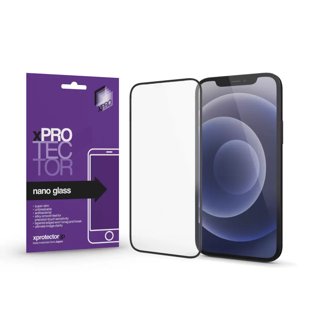 XPRO Nano Glass kijelzővédő fekete kerettel Apple Iphone 13 Mini készülékhez