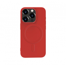 iPhone 15 Plus mágneses szilikon tok, Piros