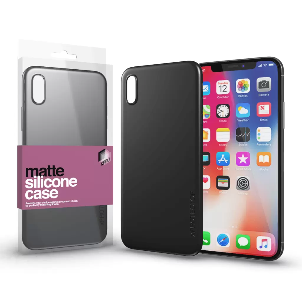 XPRO™ Szilikon matte tok ultravékony fekete Apple iPhone X készülékhez