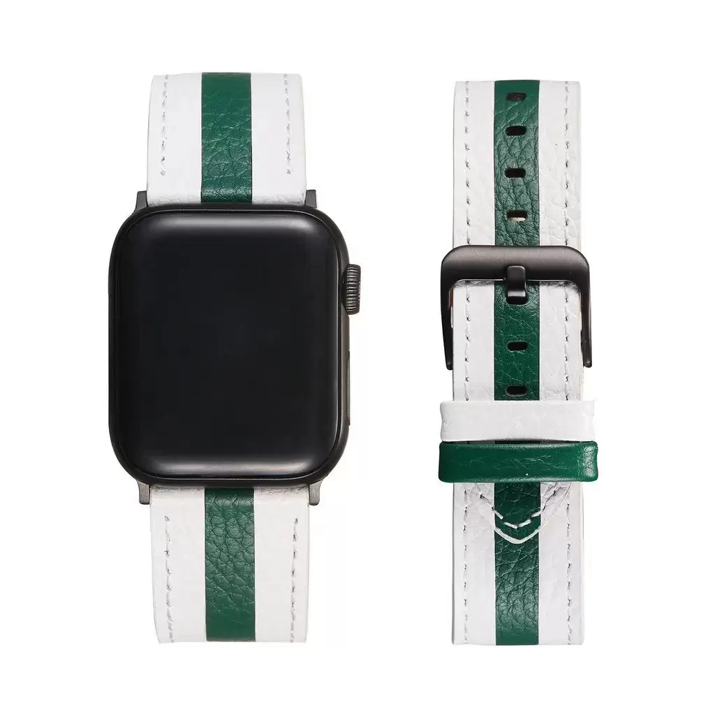 XPRO™ Apple Watch bőr szíj Fehér / Sötétzöld 38mm/40mm/41mm