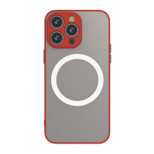 iPhone 14 Pro Max mágneses műanyag tok,piros-feket