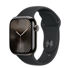 Apple Watch S10 Cellular 42mm szürke titántok, fekete sport M/L